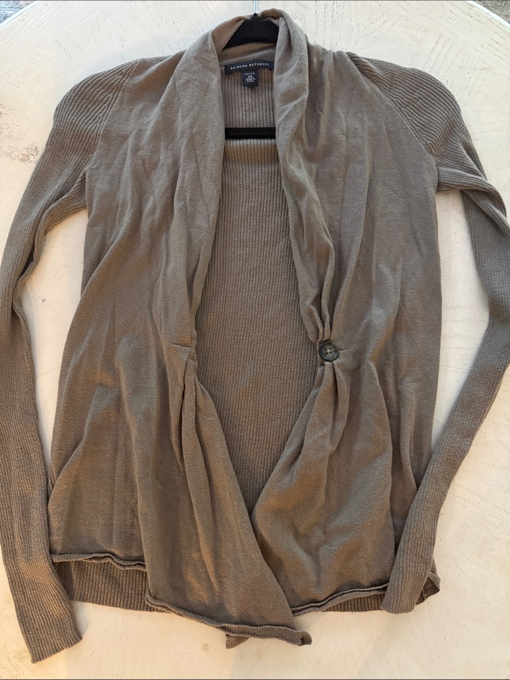 Banana Republic brown taupe cashmere blend shawl open front cardigan sweater XS